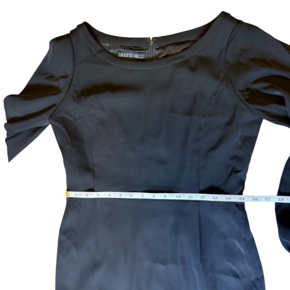 Lafayette 148 New York Black Sheath Dress Long Sleeve Cut Out Detail Size S - Picture 6 of 9
